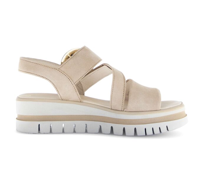 Gabor Damen  Plateau Sandale Beige - Rauleder