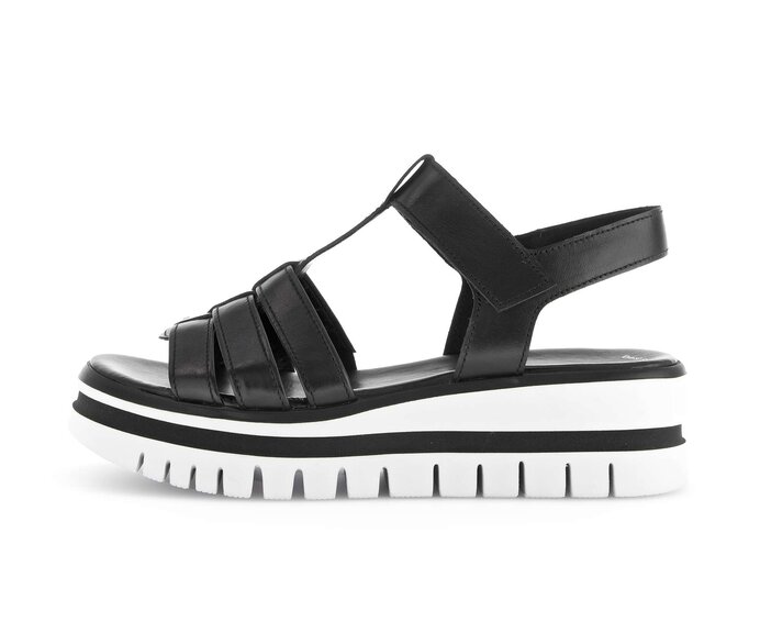 Gabor Damen Plateau Sandale Schwarz - Glattleder