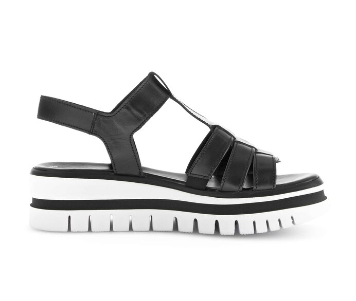 Gabor Damen  Plateau Sandale Schwarz - Glattleder