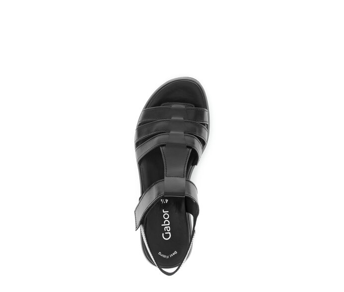 Gabor Damen  Plateau Sandale Schwarz - Glattleder