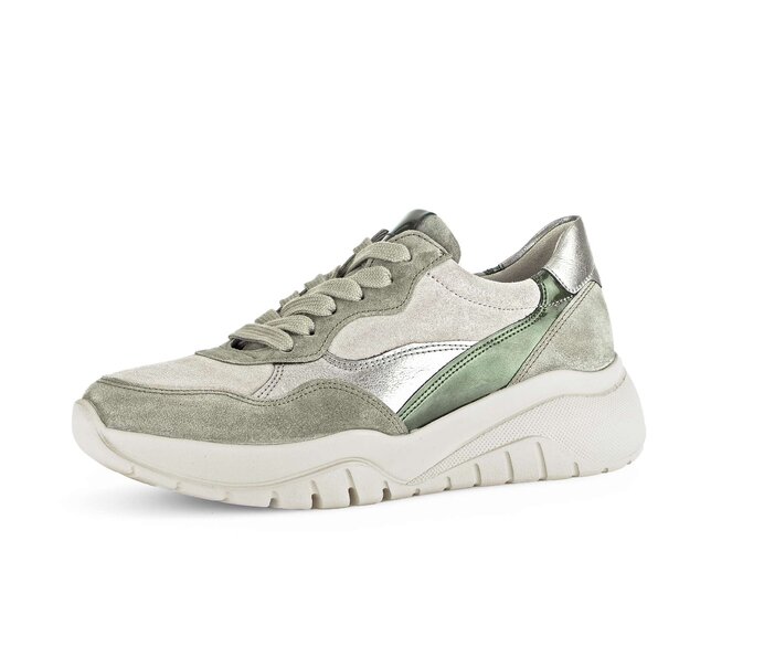 Gabor Damen  Sneaker Low Grün - Materialmix Leder