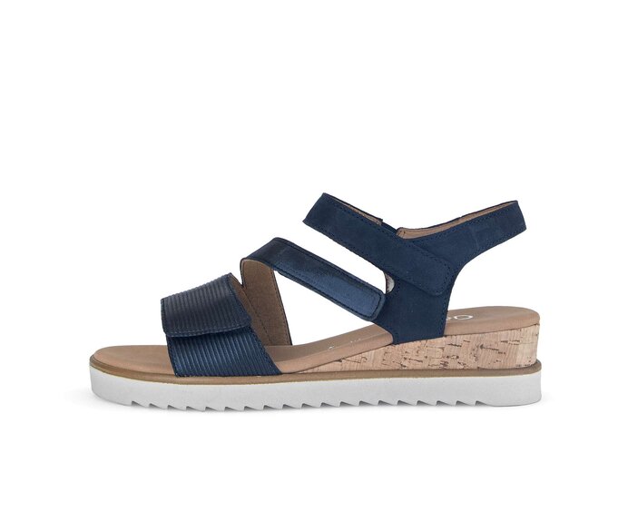 Gabor Damen Keilsandalette Blau - Materialmix Leder
