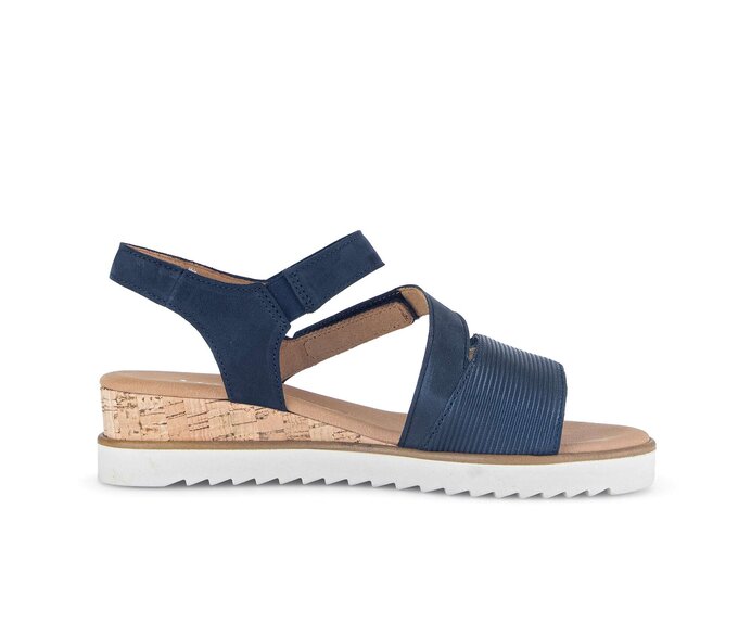Gabor Damen  Keilsandalette Blau - Materialmix Leder