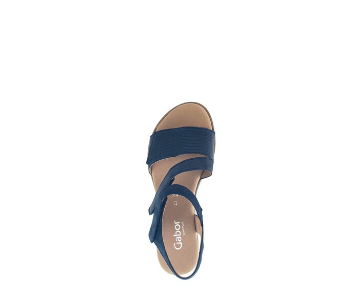 Gabor Damen  Keilsandalette Blau - Materialmix Leder