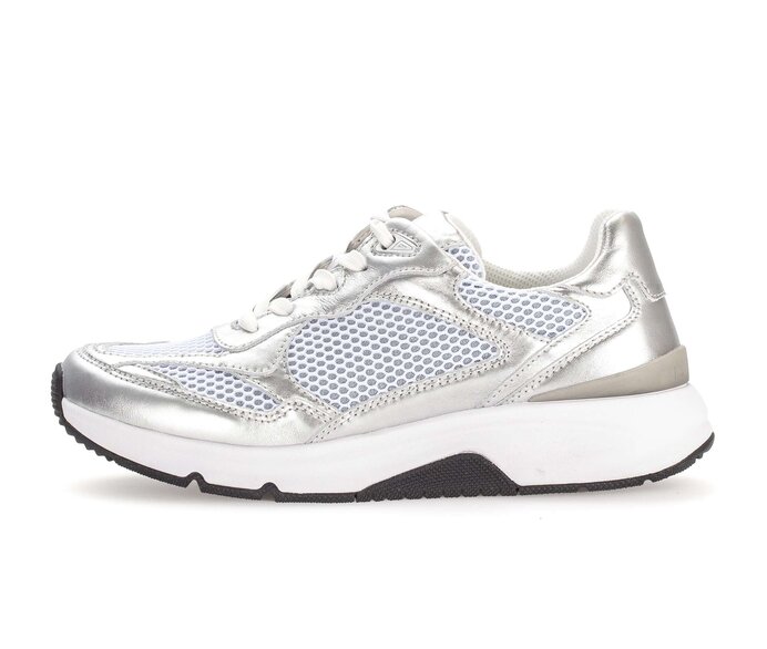 Gabor Damen Sneaker Low Silber - Materialmix Leder/Lederimitat