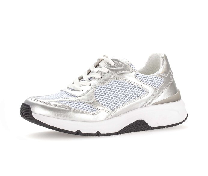 Gabor Damen  Sneaker Low Silber - Materialmix Leder/Lederimitat