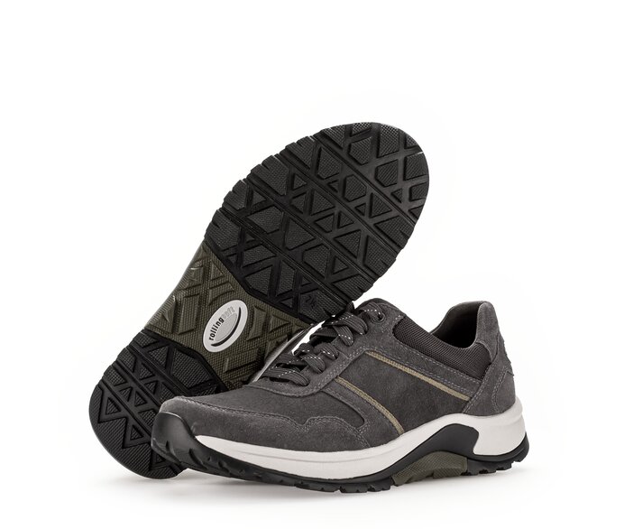 Gabor Herren Rollingsoft Sneaker Low Grau - Materialmix Leder/Textil