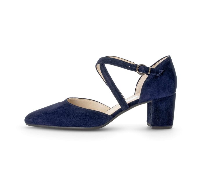 Gabor Damen Spangenpumps Blau - Rauleder