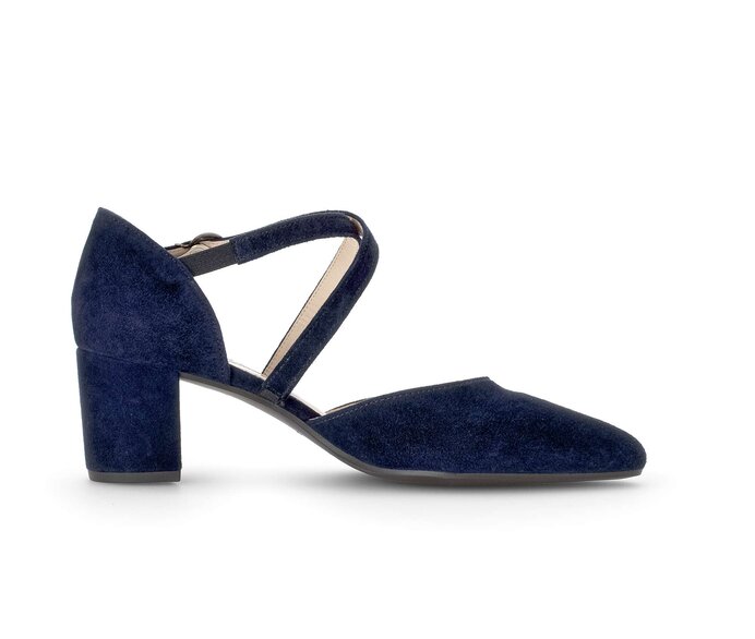 Gabor Damen  Spangenpumps Blau - Rauleder