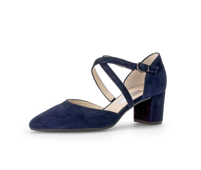 Gabor Damen  Spangenpumps Blau - Rauleder
