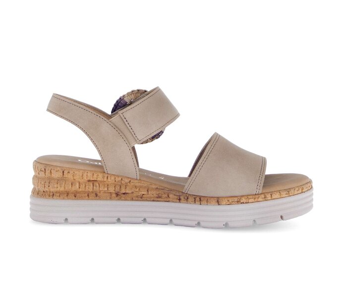 Gabor Damen  Riemchensandale Beige - Rauleder