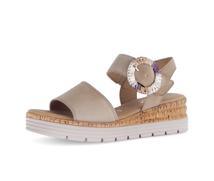 Gabor Damen  Riemchensandale Beige - Rauleder