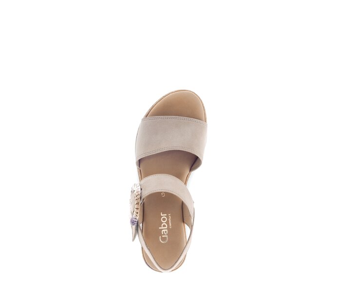 Gabor Damen  Riemchensandale Beige - Rauleder