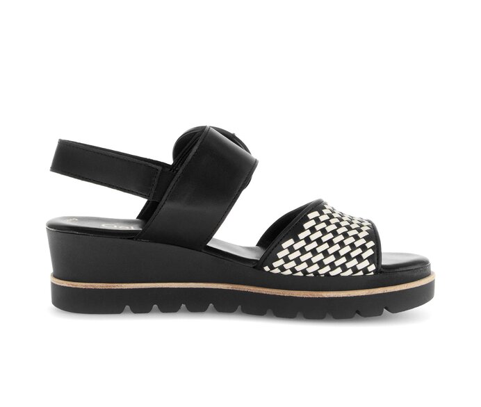 Gabor Damen  Plateau Sandale Schwarz - Glattleder