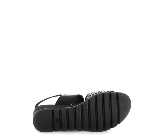 Gabor Damen  Plateau Sandale Schwarz - Glattleder