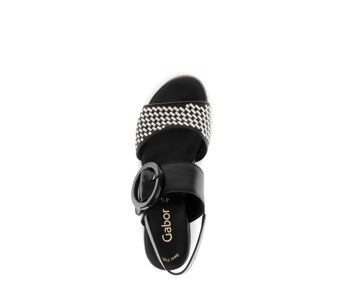 Gabor Damen  Plateau Sandale Schwarz - Glattleder
