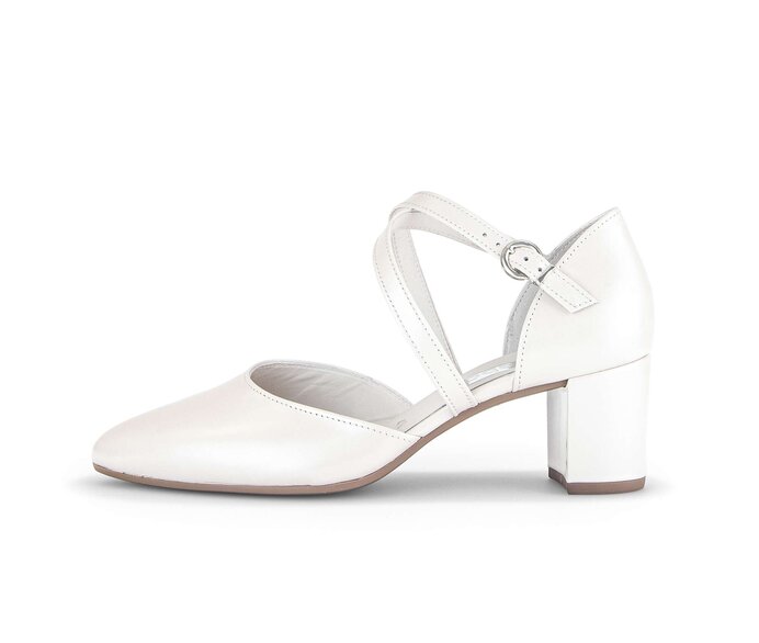 Gabor Damen Spangenpumps Weiß - Glattleder