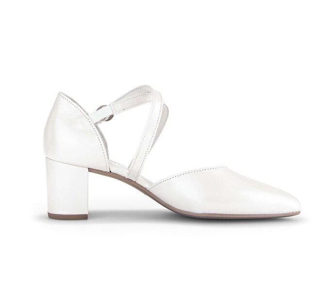 Gabor Damen  Spangenpumps Weiß - Glattleder
