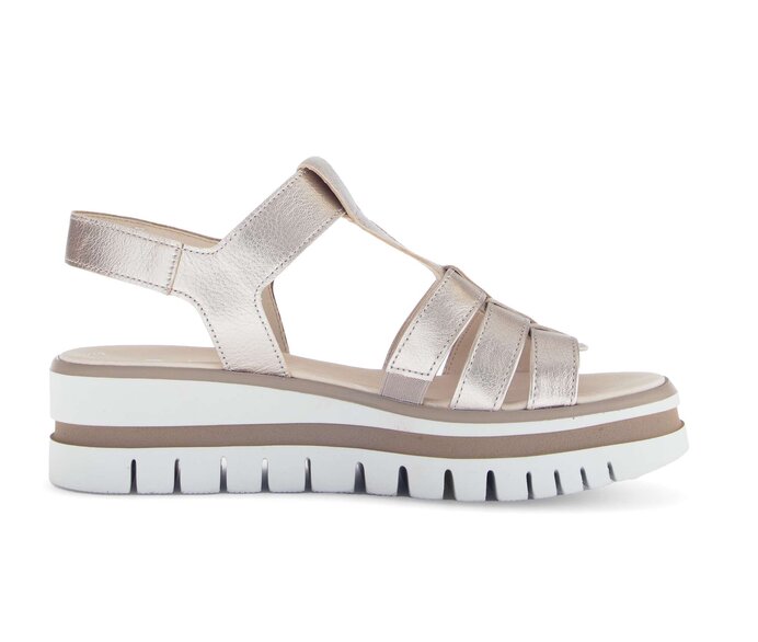 Gabor Damen  Plateau Sandale Gold - Effektleder