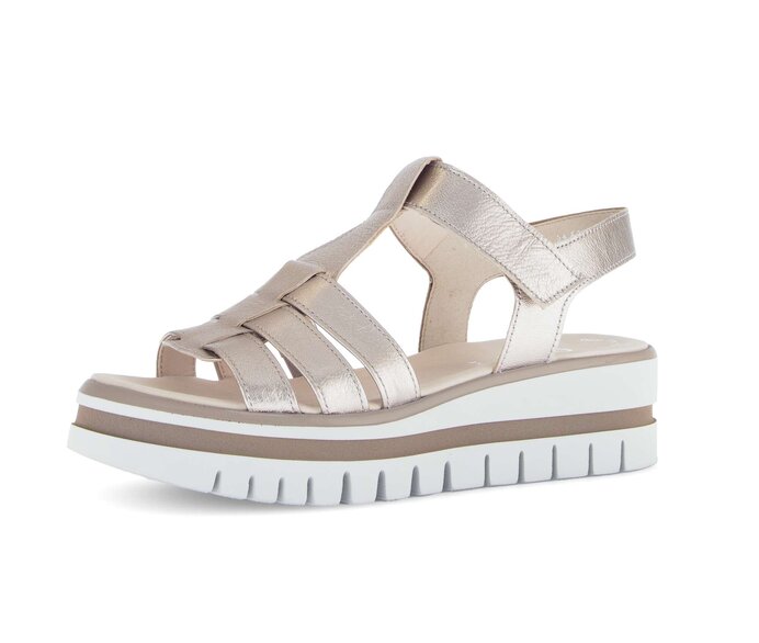 Gabor Damen  Plateau Sandale Gold - Effektleder