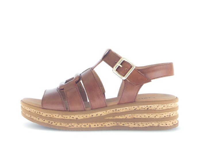 Gabor Damen Plateau Sandale Braun - Glattleder