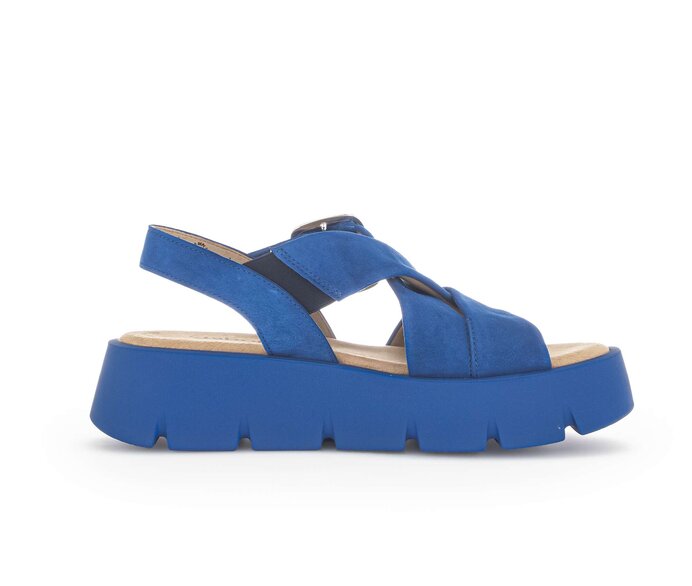 Gabor Damen  Plateau Sandale Blau - Rauleder