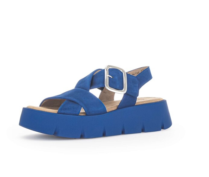 Gabor Damen  Plateau Sandale Blau - Rauleder