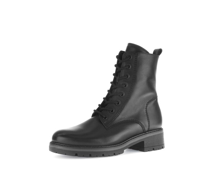 Gabor Damen  Schnürstiefelette Schwarz - Glattleder