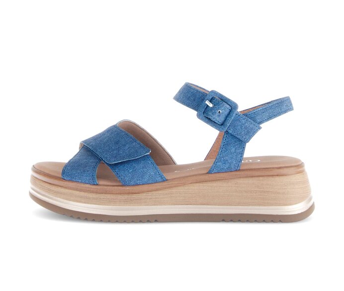 Gabor Damen Plateau Sandale Blau - Materialmix Leder