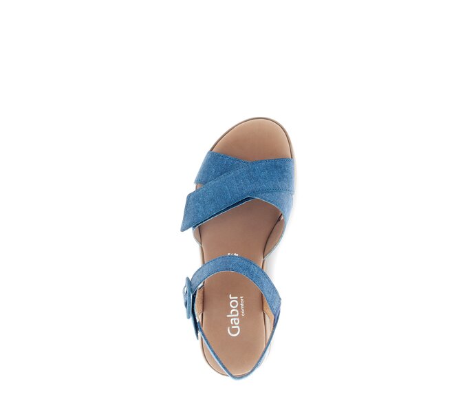 Gabor Damen  Plateau Sandale Blau - Materialmix Leder