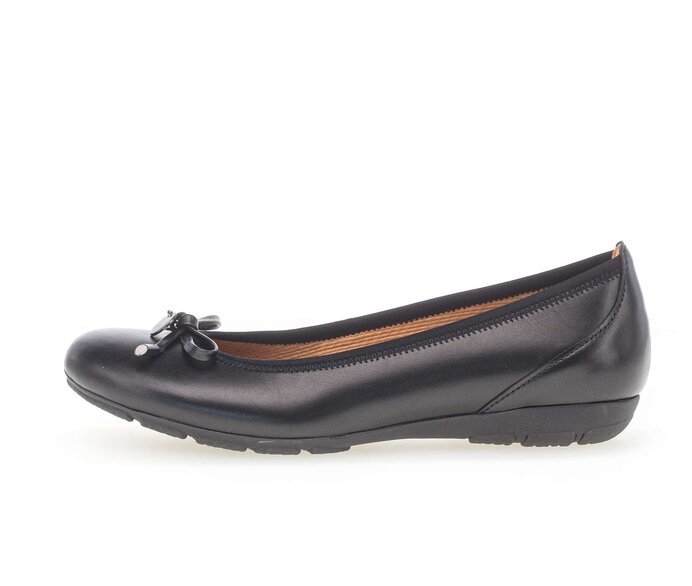 Gabor Damen Sportliche Ballerina Schwarz - Glattleder