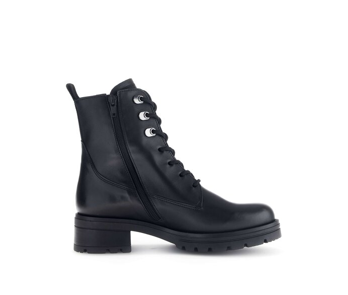 Gabor Damen  Schnürstiefelette Schwarz - Glattleder