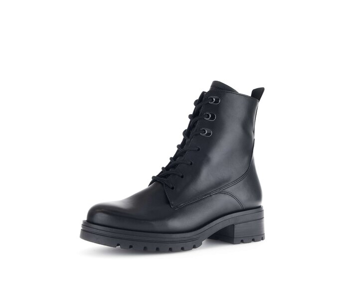 Gabor Damen  Schnürstiefelette Schwarz - Glattleder