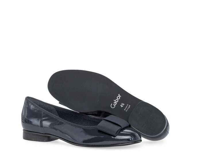Gabor Damen  Eleganter Ballerina Blau - Lackleder