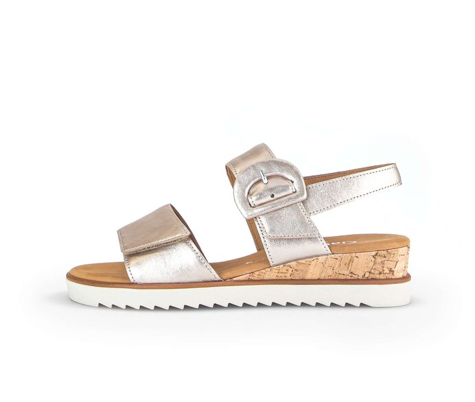 Gabor Damen Keilsandalette Gold - Effektleder