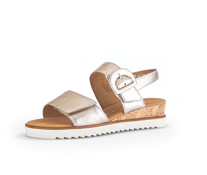 Gabor Damen  Keilsandalette Gold - Effektleder