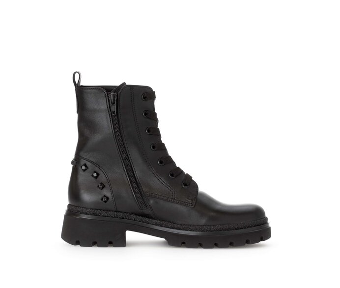Gabor Damen  Schnürstiefelette Schwarz - Glattleder