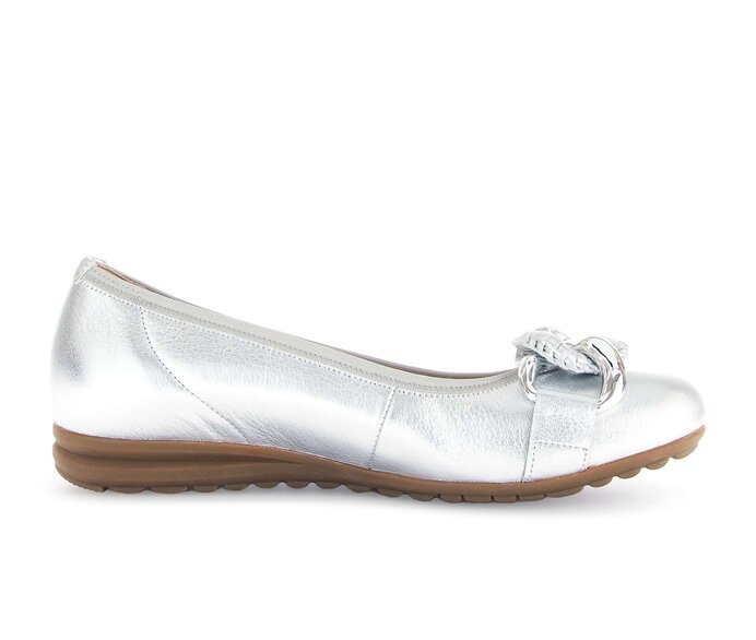 Gabor Damen  Sportliche Ballerina Silber - Effektleder
