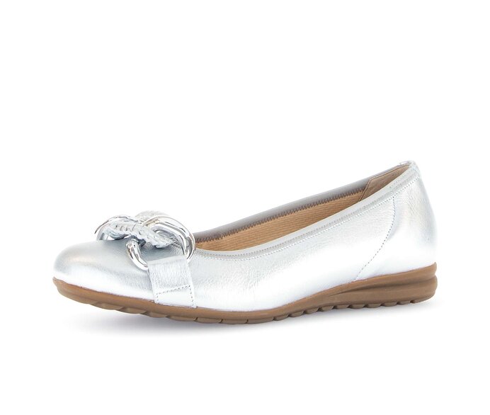 Gabor Damen  Sportliche Ballerina Silber - Effektleder