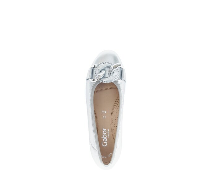 Gabor Damen  Sportliche Ballerina Silber - Effektleder