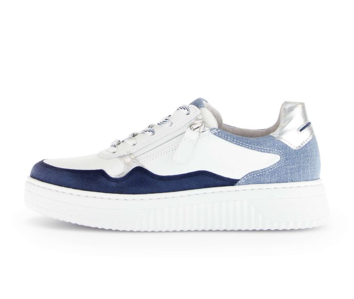 Gabor Damen Sneaker Low Blau - Materialmix Leder