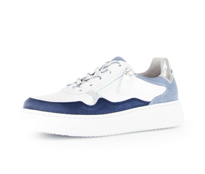 Gabor Damen  Sneaker Low Blau - Materialmix Leder