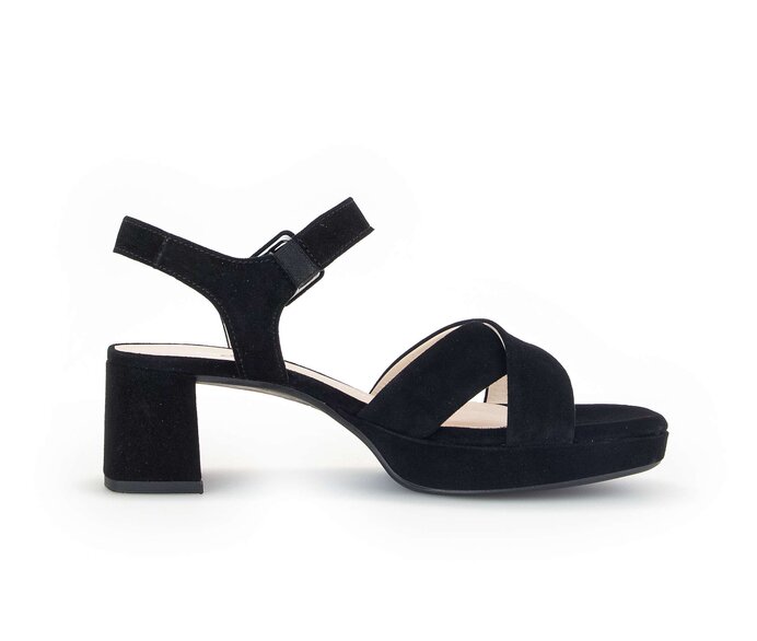 Gabor Damen  Plateau Sandale Schwarz - Rauleder