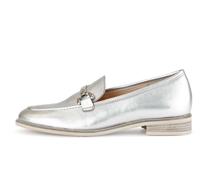 Gabor Damen Slipper Silber - Effektleder