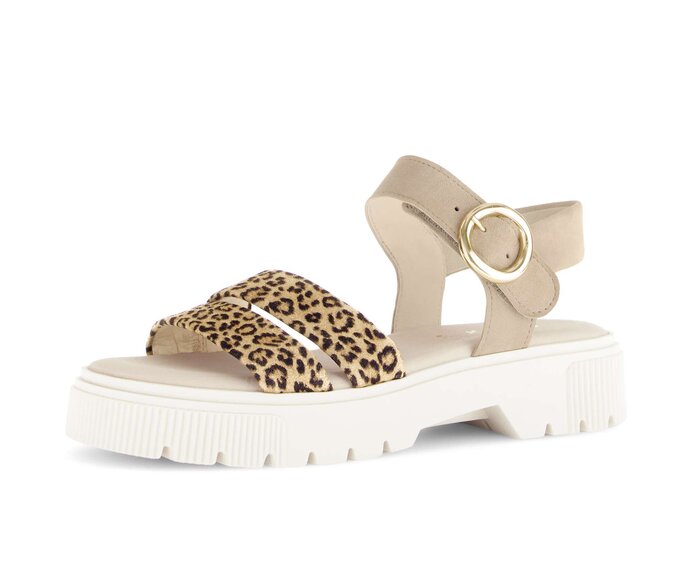 Gabor Damen  Riemchensandale Beige - Rauleder
