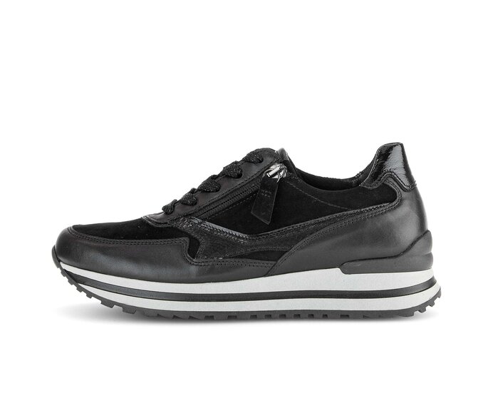 Gabor Damen Sneaker Low Schwarz - Materialmix Leder