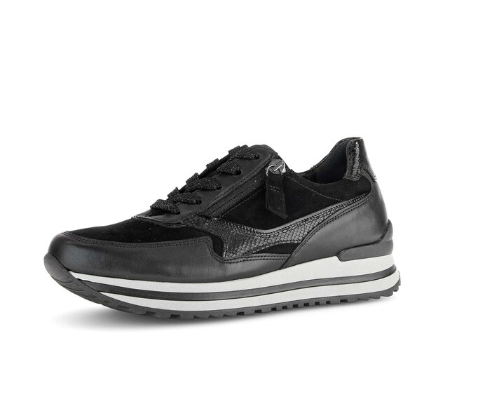 Gabor Damen  Sneaker Low Schwarz - Materialmix Leder