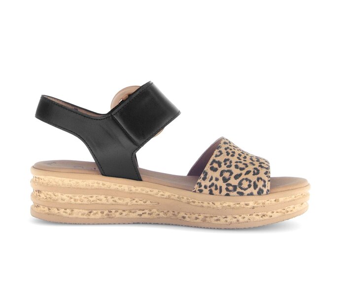 Gabor Damen  Plateau Sandale Beige - Materialmix Lederimitat