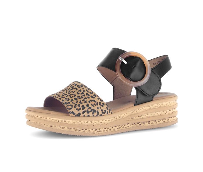 Gabor Damen  Plateau Sandale Beige - Materialmix Lederimitat
