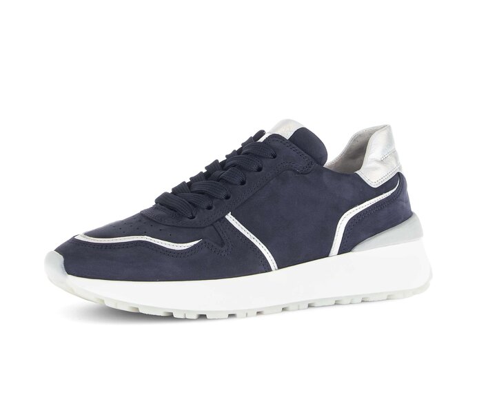 Gabor Damen  Sneaker Low Blau - Materialmix Leder